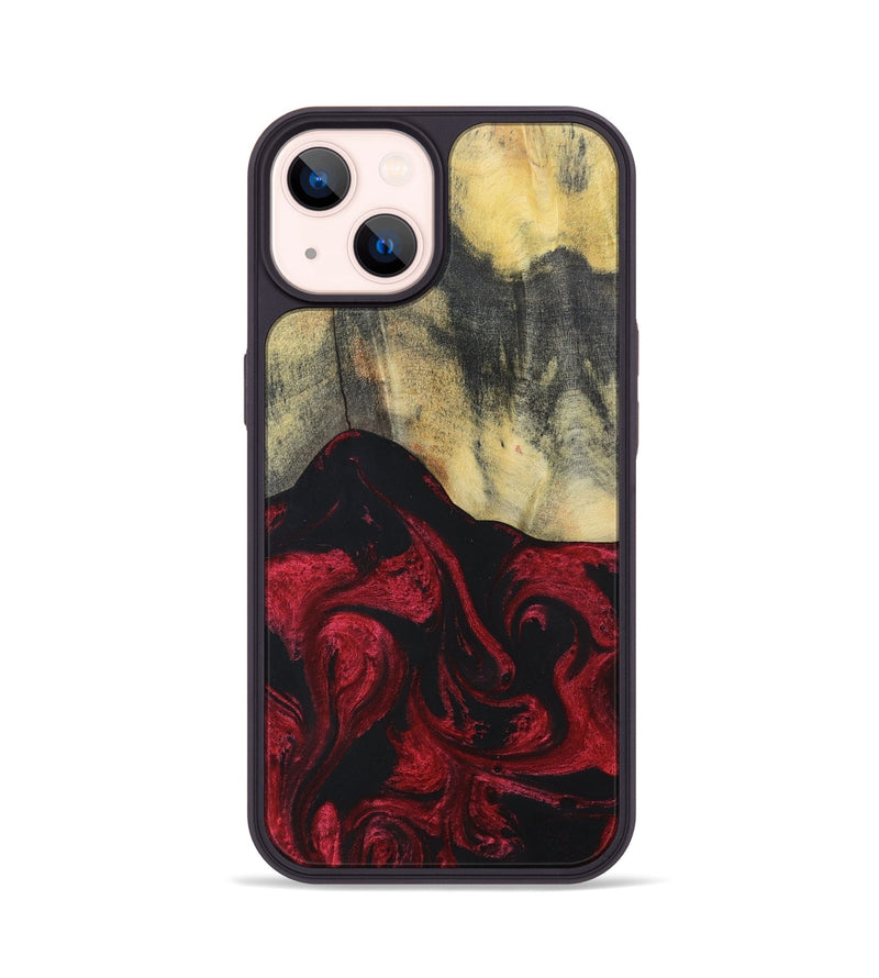 iPhone 14 Wood+Resin Phone Case - Jasper (Red, 697072)