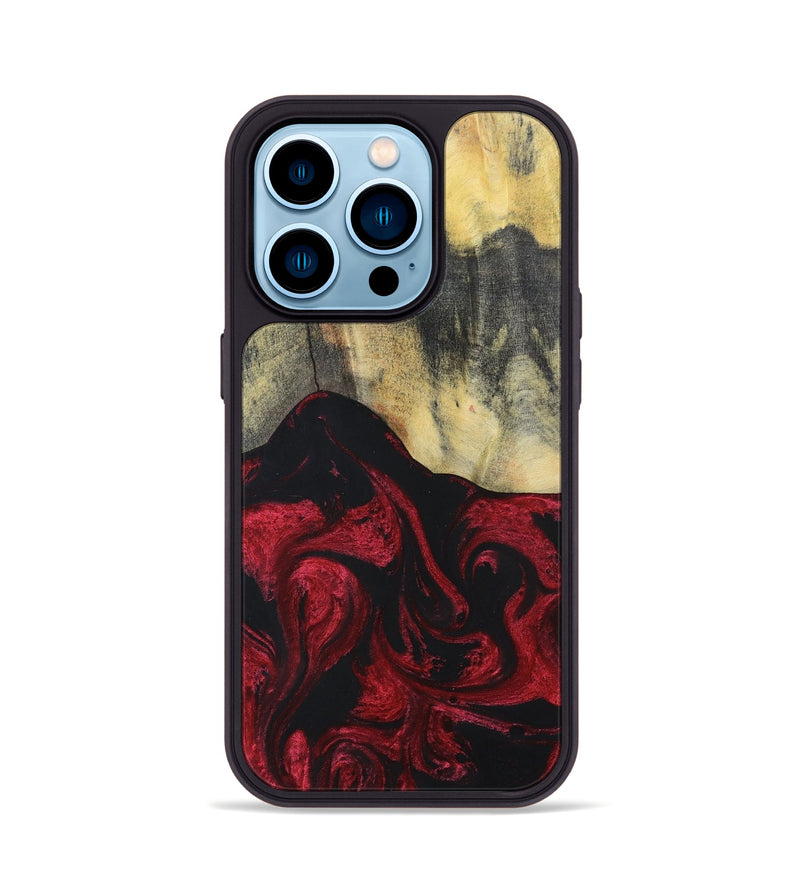 iPhone 14 Pro Wood+Resin Phone Case - Jasper (Red, 697072)