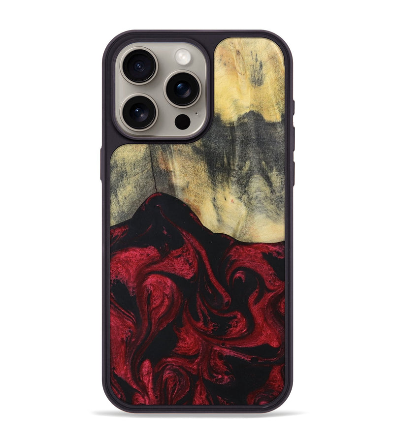iPhone 15 Pro Max Wood+Resin Phone Case - Jasper (Red, 697072)