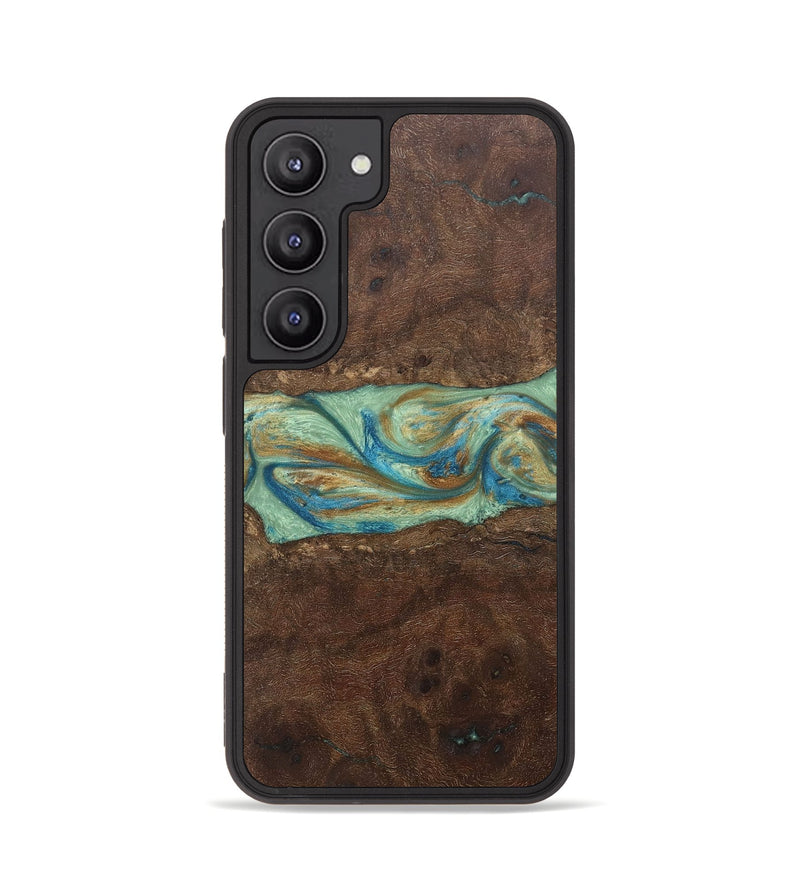 Galaxy S23 Wood+Resin Phone Case - Meredith (Teal & Gold, 697078)