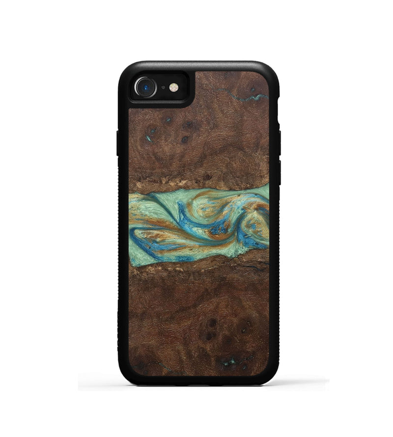 iPhone SE Wood+Resin Phone Case - Meredith (Teal & Gold, 697078)