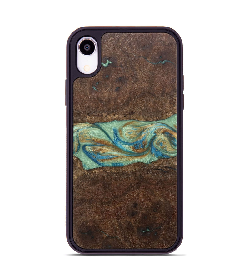 iPhone Xr Wood+Resin Phone Case - Meredith (Teal & Gold, 697078)