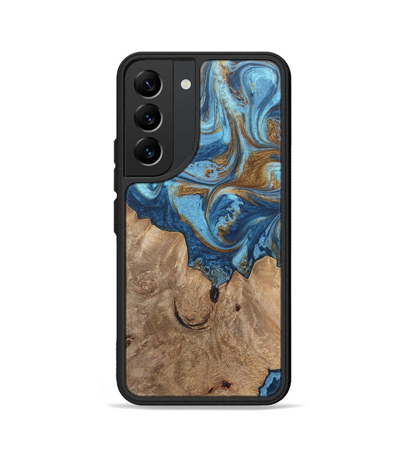 Galaxy S22 Wood+Resin Phone Case - Devon (Teal & Gold, 697080)