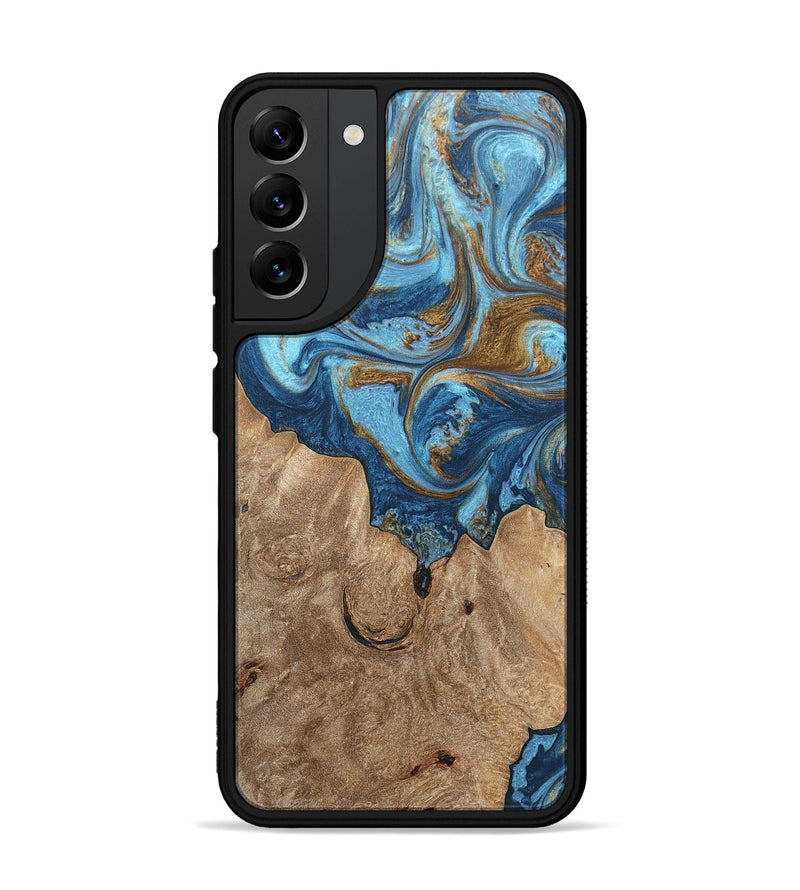 Galaxy S22 Plus Wood+Resin Phone Case - Devon (Teal & Gold, 697080)