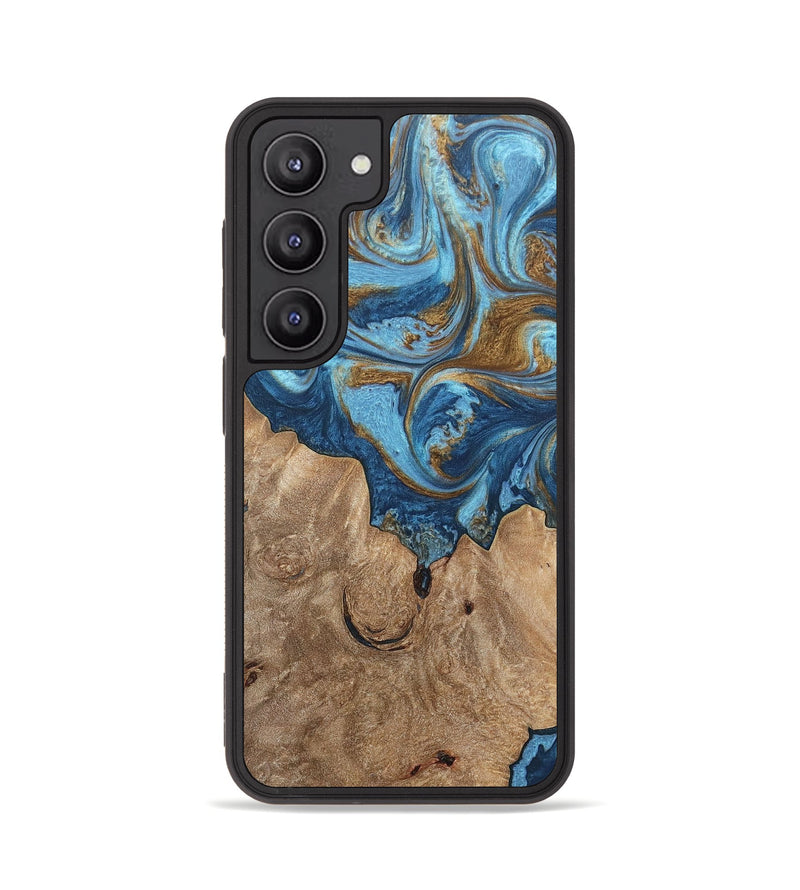 Galaxy S23 Wood+Resin Phone Case - Devon (Teal & Gold, 697080)