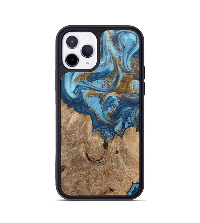 iPhone 11 Pro Wood+Resin Phone Case - Devon (Teal & Gold, 697080)
