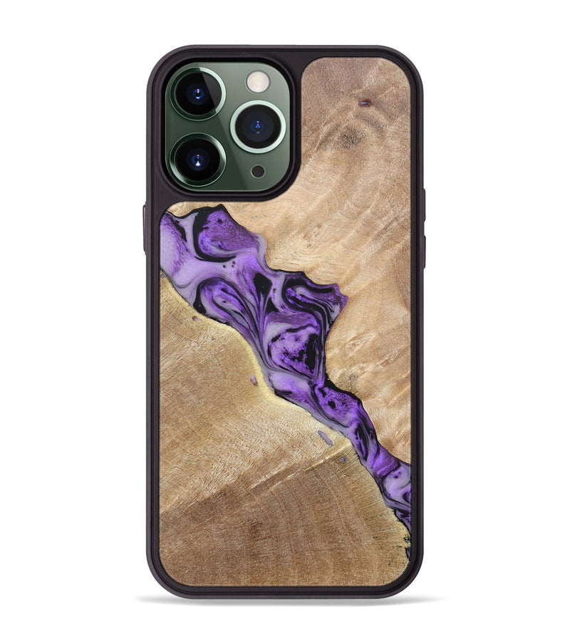iPhone 13 Pro Max Wood+Resin Phone Case - Tyrone (Purple, 697088)