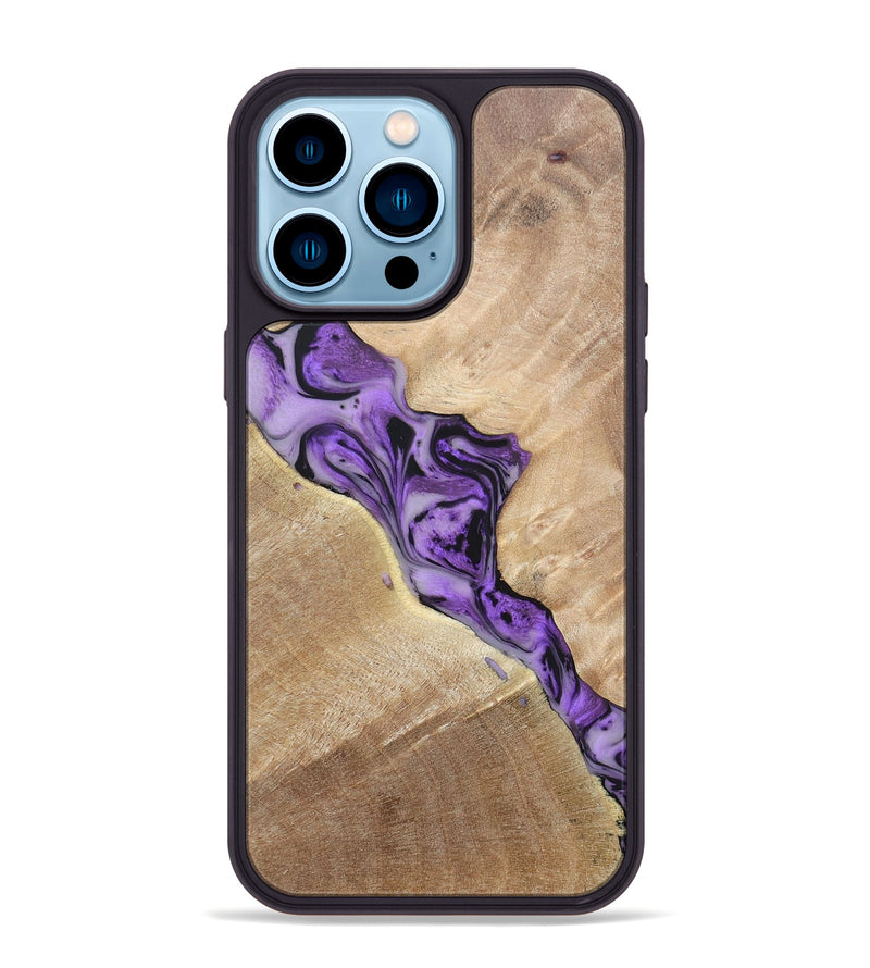 iPhone 14 Pro Max Wood+Resin Phone Case - Tyrone (Purple, 697088)