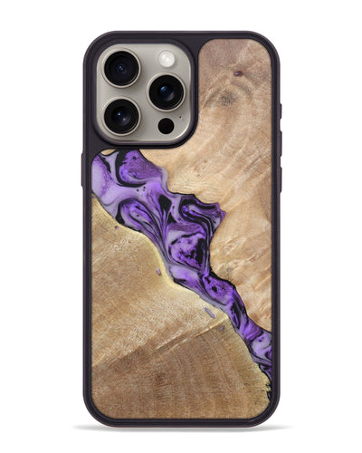 iPhone 15 Pro Max Wood+Resin Phone Case - Tyrone (Purple, 697088)