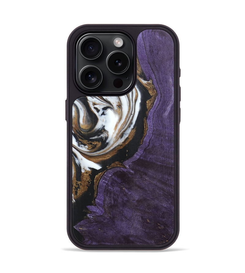 iPhone 15 Pro Wood+Resin Phone Case - Gayle (Black & White, 697091)