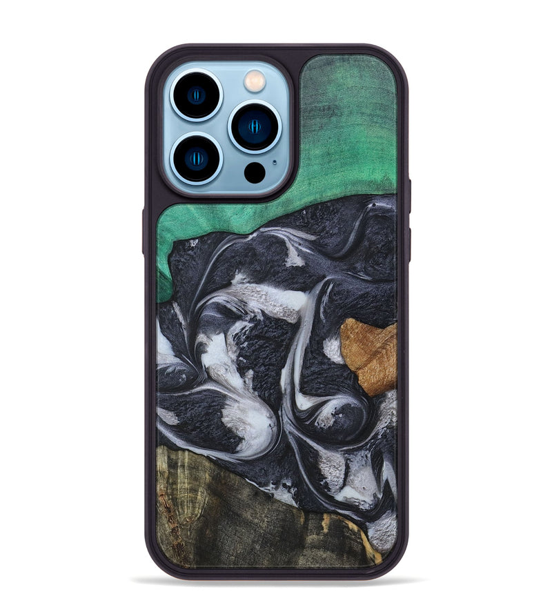 iPhone 14 Pro Max Wood+Resin Phone Case - Kaylee (Mosaic, 697099)