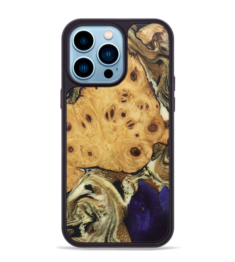 iPhone 14 Pro Max Wood+Resin Phone Case - Dennis (Black & White, 697100)