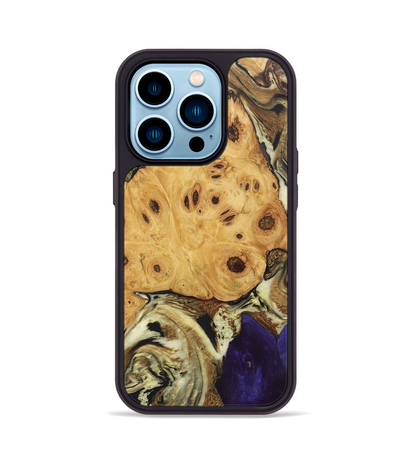 iPhone 14 Pro Wood+Resin Phone Case - Dennis (Black & White, 697100)