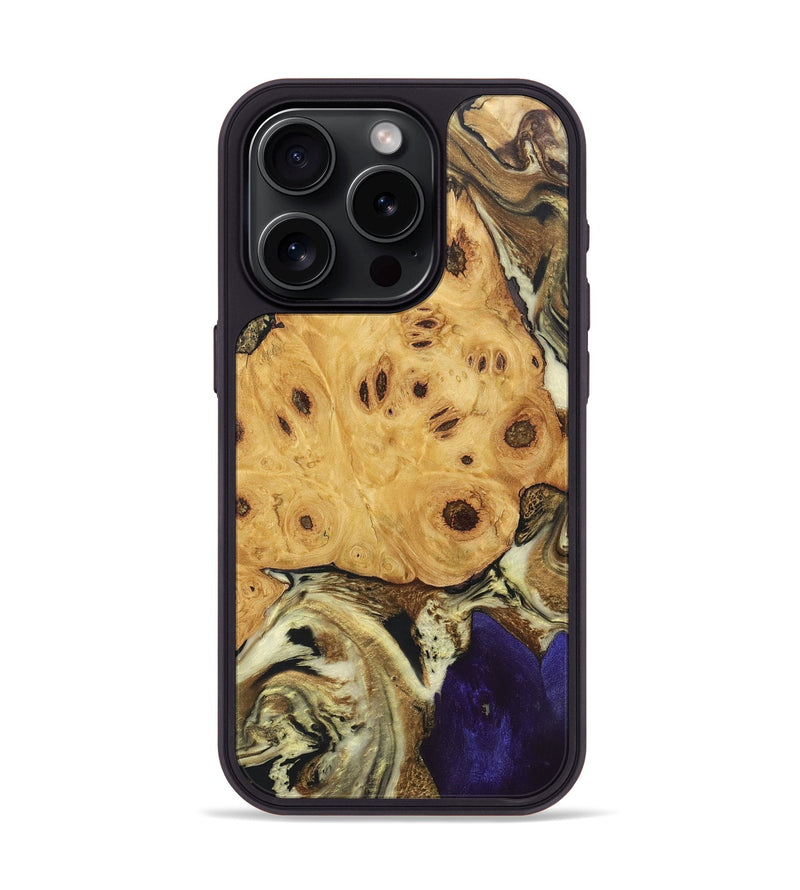 iPhone 15 Pro Wood+Resin Phone Case - Dennis (Black & White, 697100)