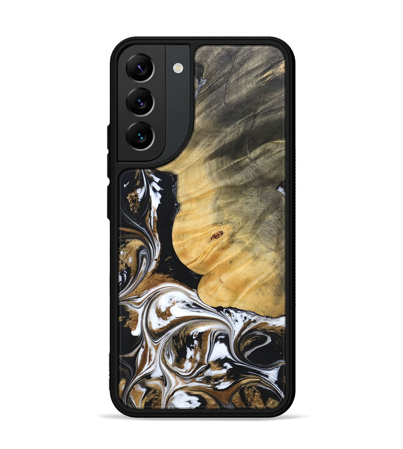 Galaxy S22 Plus Wood+Resin Phone Case - Terrance (Black & White, 697124)