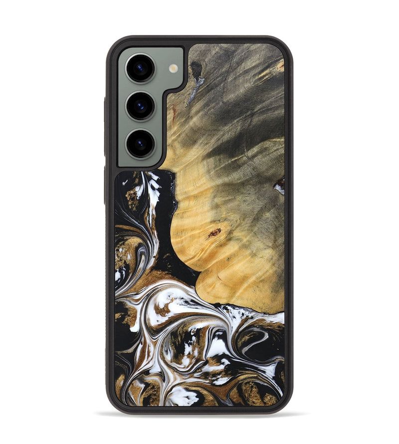 Galaxy S23 Plus Wood+Resin Phone Case - Terrance (Black & White, 697124)