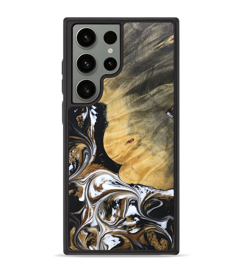 Galaxy S23 Ultra Wood+Resin Phone Case - Terrance (Black & White, 697124)