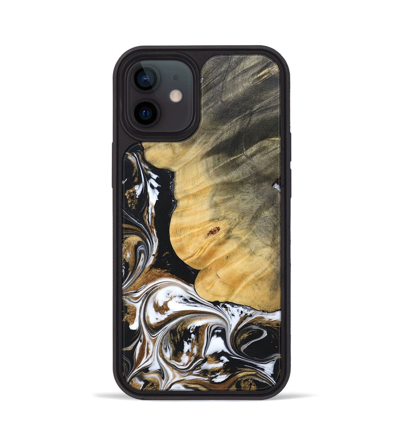 iPhone 12 Wood+Resin Phone Case - Terrance (Black & White, 697124)