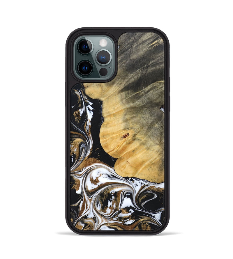 iPhone 12 Pro Wood+Resin Phone Case - Terrance (Black & White, 697124)