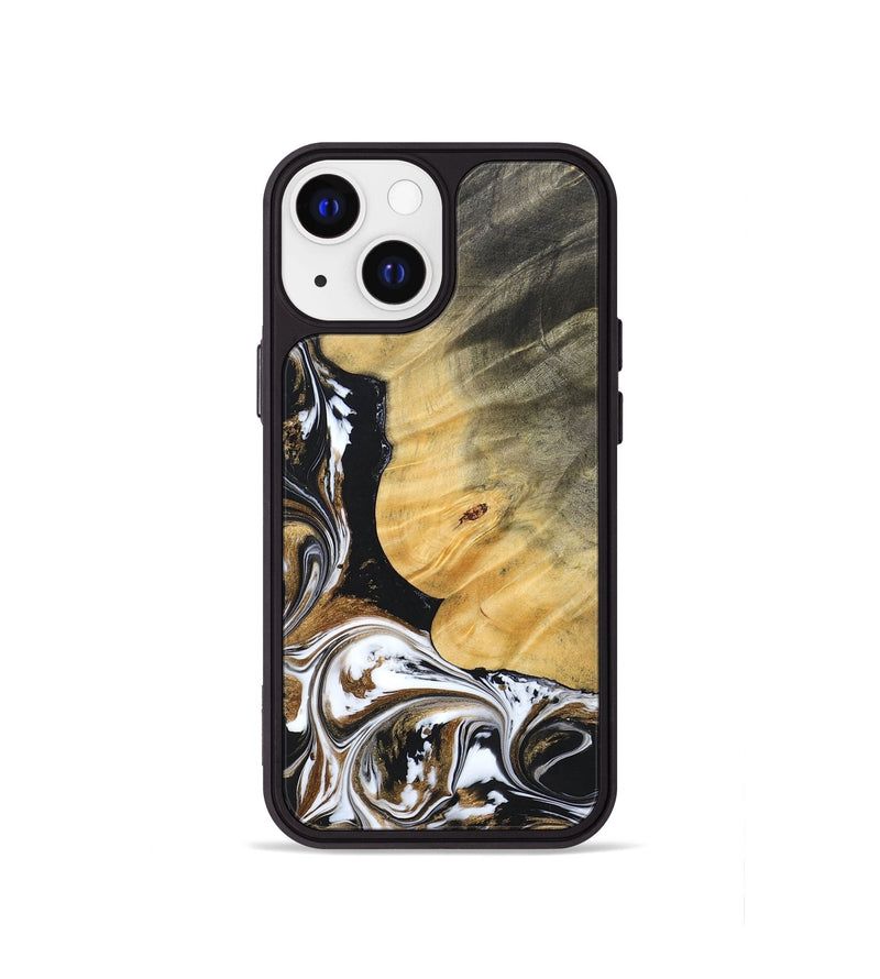 iPhone 13 mini Wood+Resin Phone Case - Terrance (Black & White, 697124)