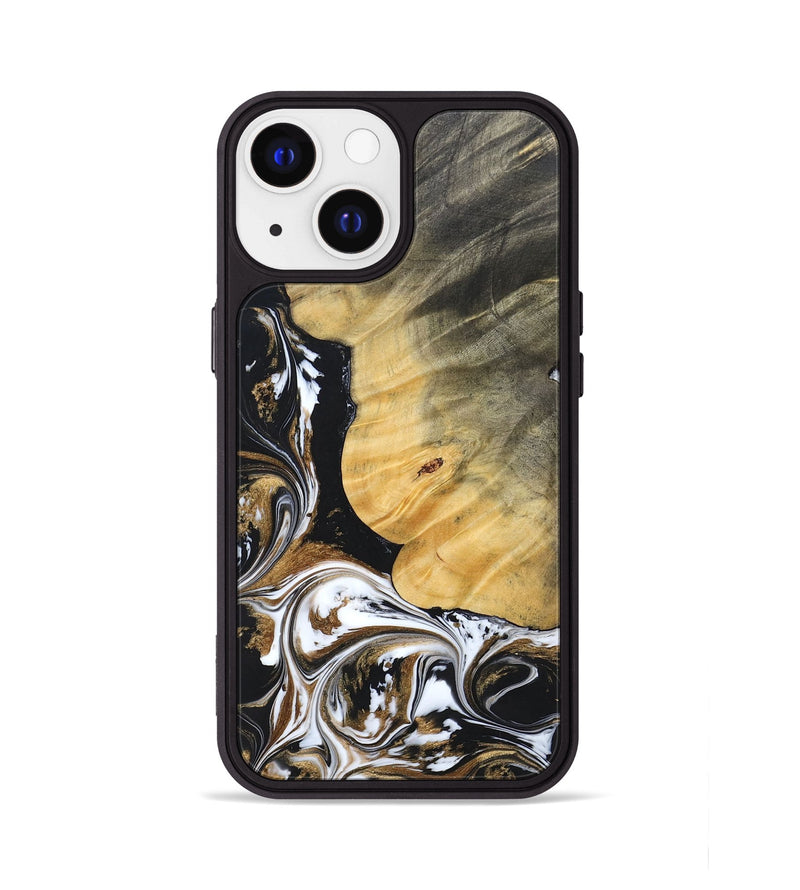 iPhone 13 Wood+Resin Phone Case - Terrance (Black & White, 697124)
