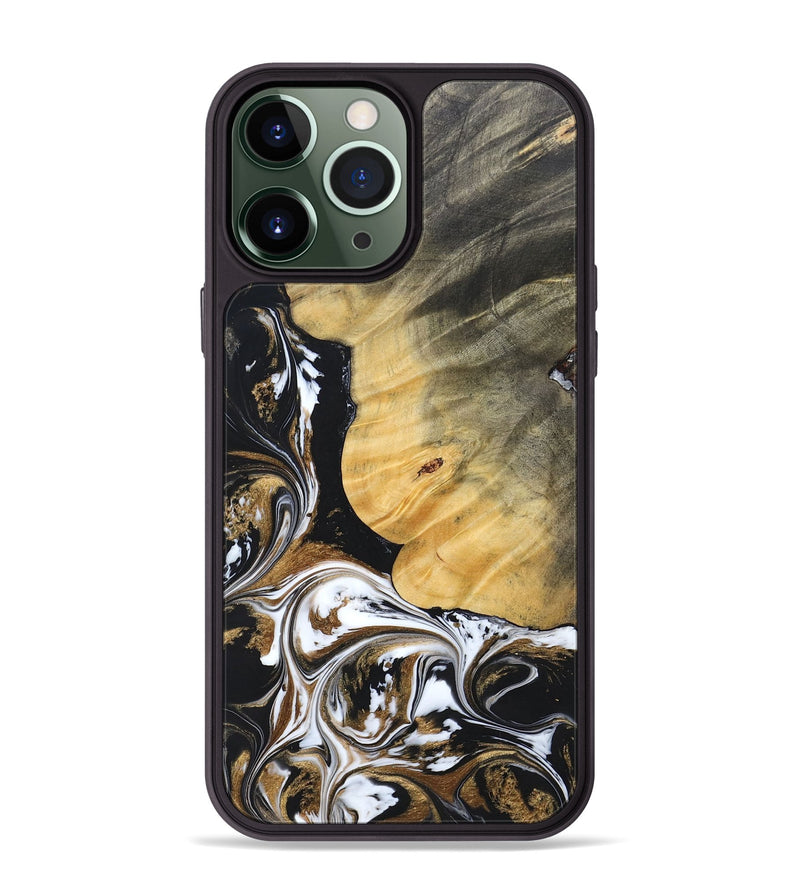 iPhone 13 Pro Max Wood+Resin Phone Case - Terrance (Black & White, 697124)