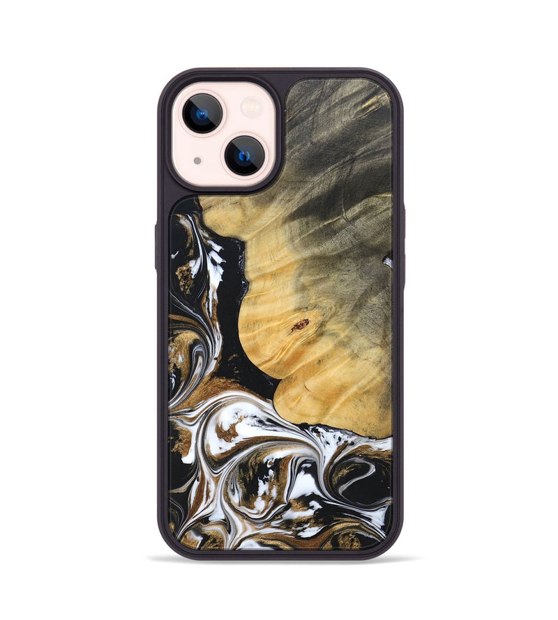 iPhone 14 Wood+Resin Phone Case - Terrance (Black & White, 697124)
