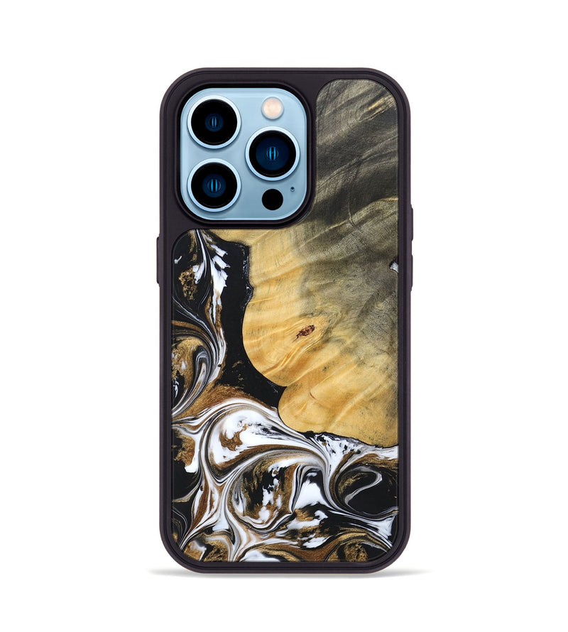 iPhone 14 Pro Wood+Resin Phone Case - Terrance (Black & White, 697124)