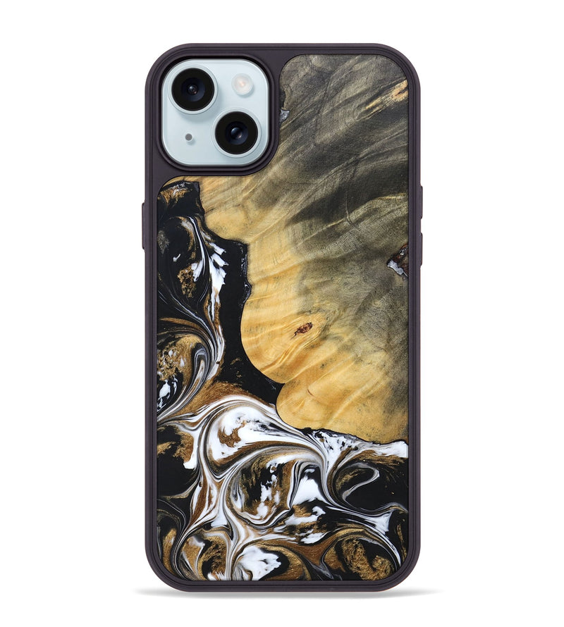 iPhone 15 Plus Wood+Resin Phone Case - Terrance (Black & White, 697124)