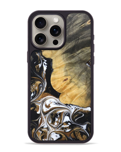 iPhone 15 Pro Max Wood+Resin Phone Case - Terrance (Black & White, 697124)