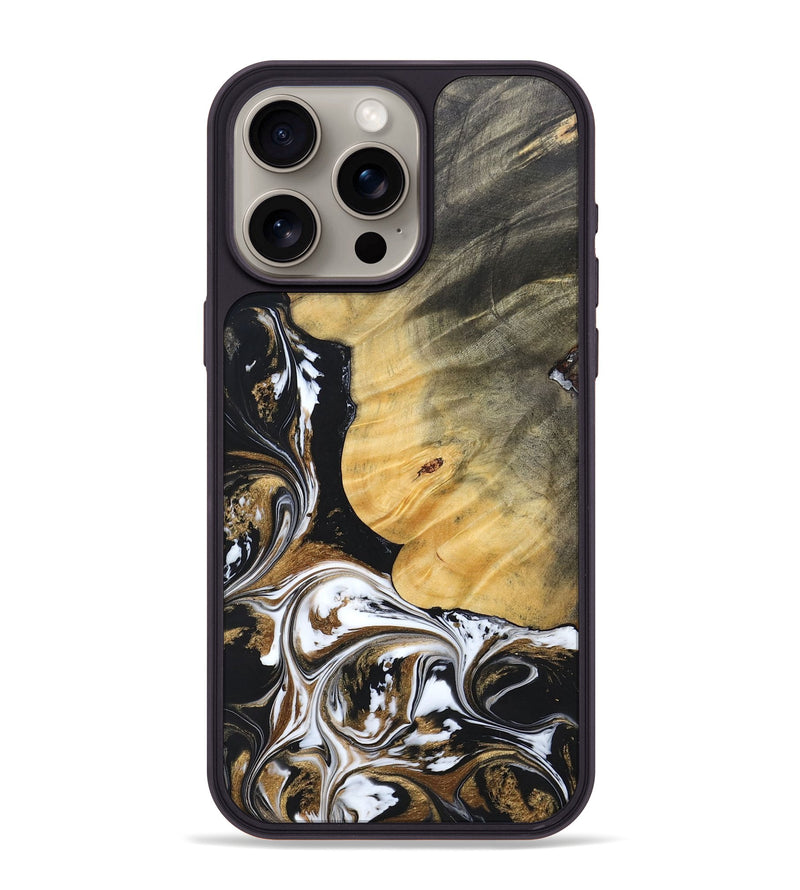 iPhone 15 Pro Max Wood+Resin Phone Case - Terrance (Black & White, 697124)