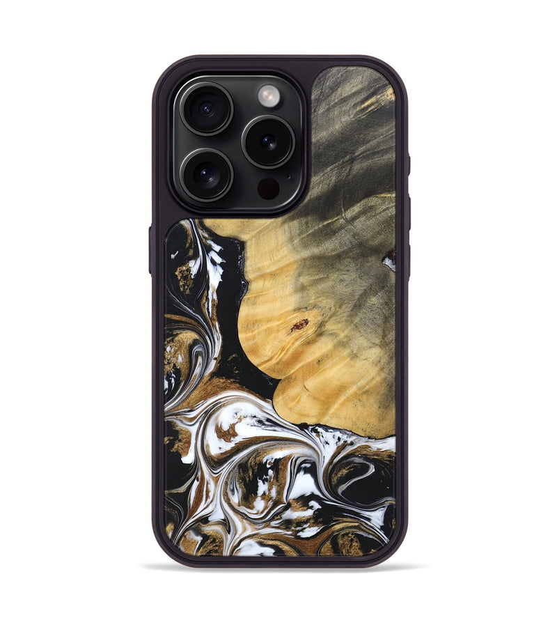 iPhone 15 Pro Wood+Resin Phone Case - Terrance (Black & White, 697124)