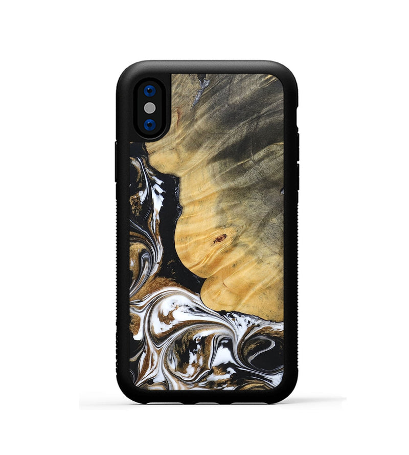 iPhone Xs Wood+Resin Phone Case - Terrance (Black & White, 697124)