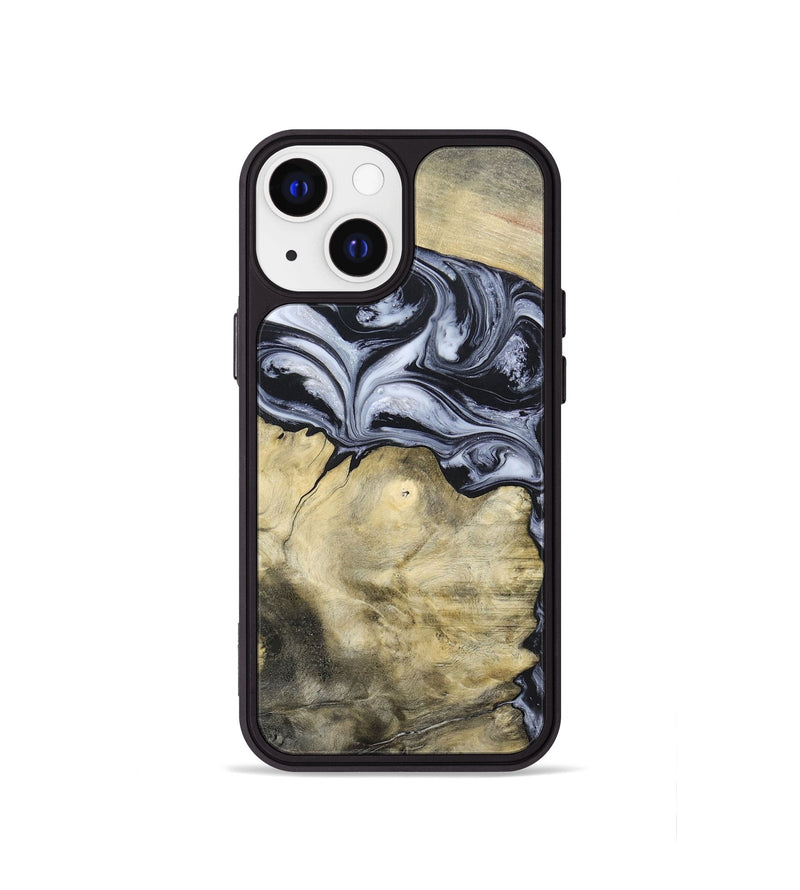 iPhone 13 mini Wood+Resin Phone Case - Kassandra (Black & White, 697126)