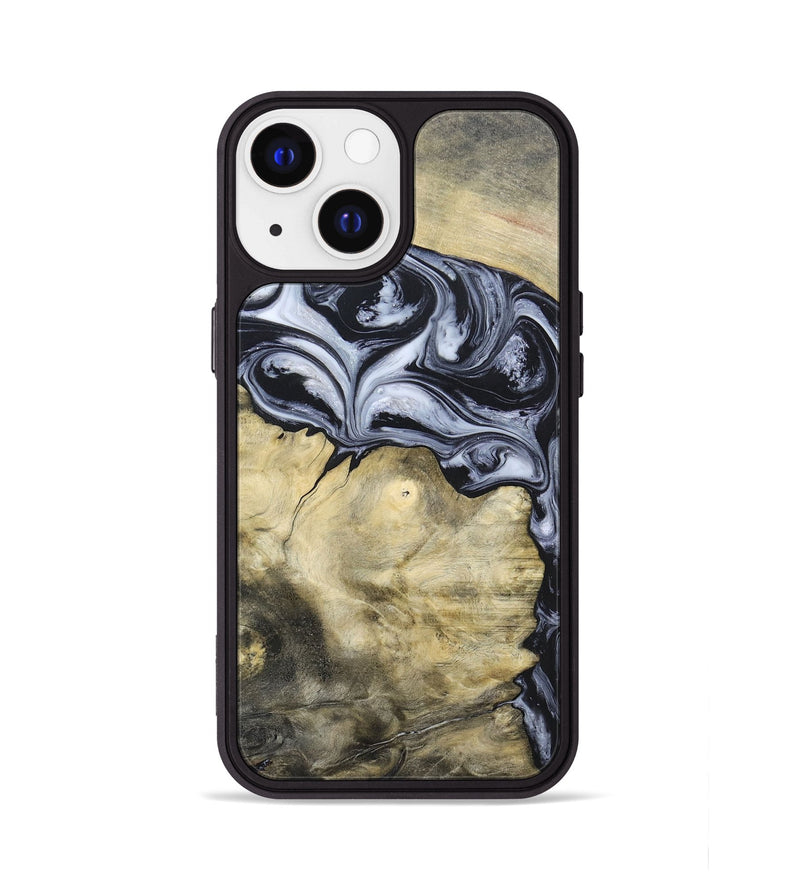 iPhone 13 Wood+Resin Phone Case - Kassandra (Black & White, 697126)