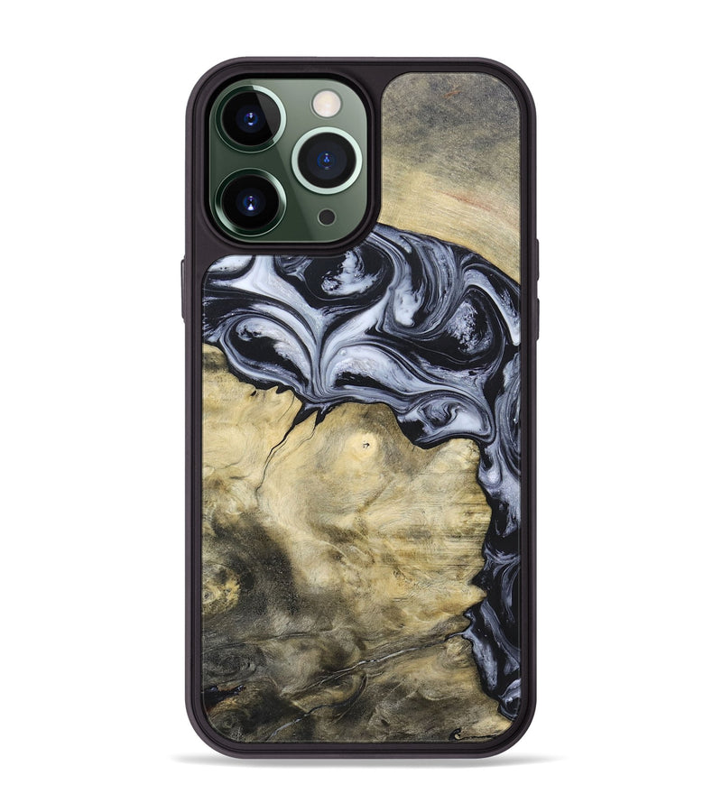 iPhone 13 Pro Max Wood+Resin Phone Case - Kassandra (Black & White, 697126)