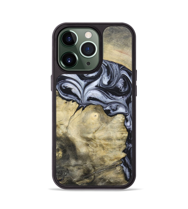 iPhone 13 Pro Wood+Resin Phone Case - Kassandra (Black & White, 697126)