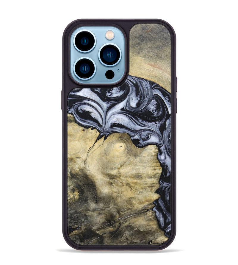 iPhone 14 Pro Max Wood+Resin Phone Case - Kassandra (Black & White, 697126)