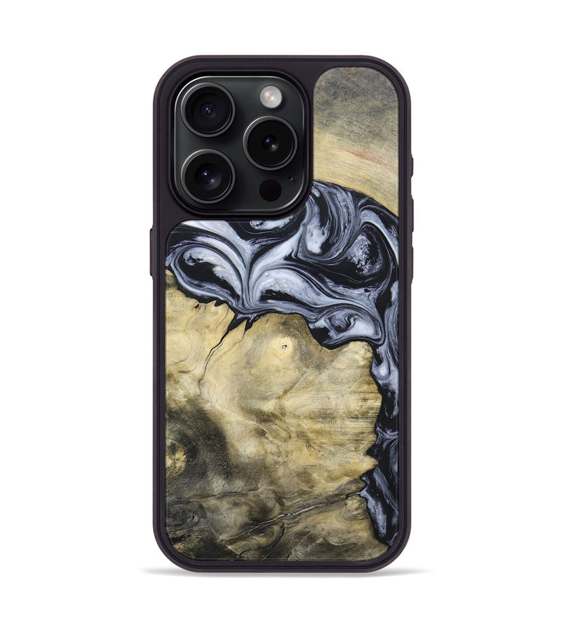 iPhone 15 Pro Wood+Resin Phone Case - Kassandra (Black & White, 697126)