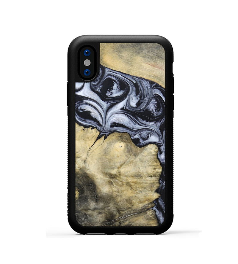 iPhone Xs Wood+Resin Phone Case - Kassandra (Black & White, 697126)