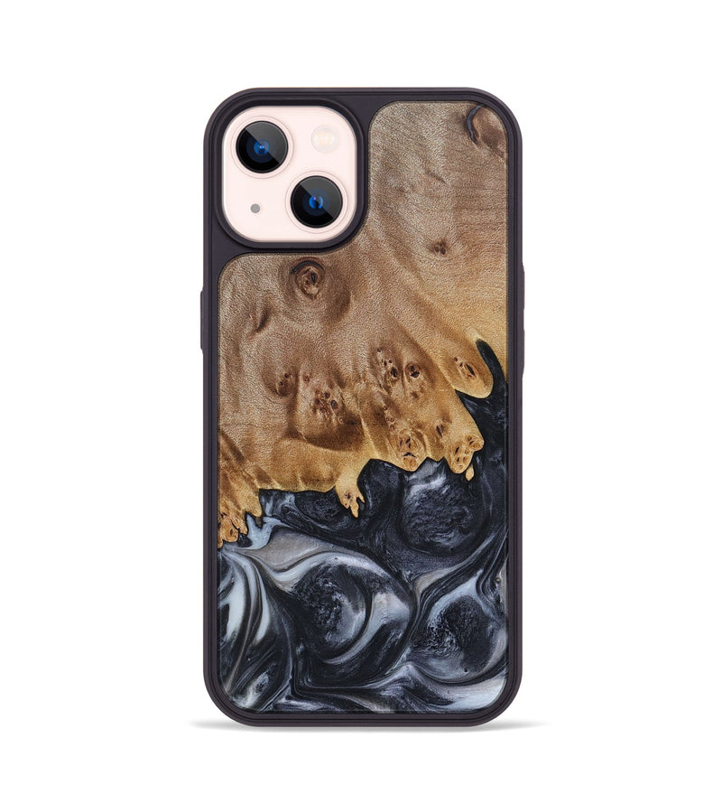 iPhone 14 Wood+Resin Phone Case - Anderson (Black & White, 697128)