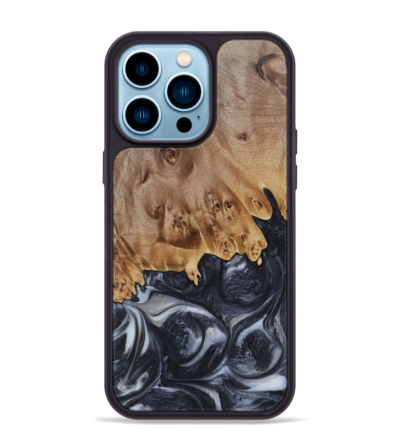 iPhone 14 Pro Max Wood+Resin Phone Case - Anderson (Black & White, 697128)