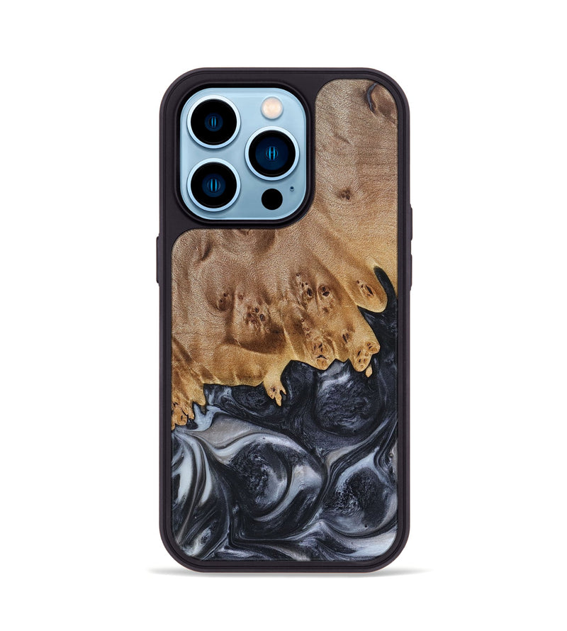 iPhone 14 Pro Wood+Resin Phone Case - Anderson (Black & White, 697128)