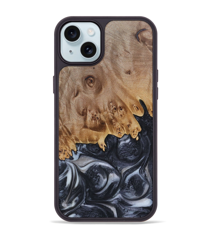 iPhone 15 Plus Wood+Resin Phone Case - Anderson (Black & White, 697128)