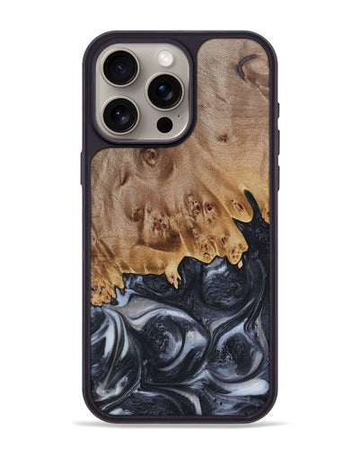 iPhone 15 Pro Max Wood+Resin Phone Case - Anderson (Black & White, 697128)