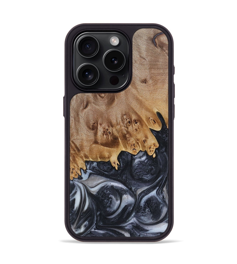 iPhone 15 Pro Wood+Resin Phone Case - Anderson (Black & White, 697128)