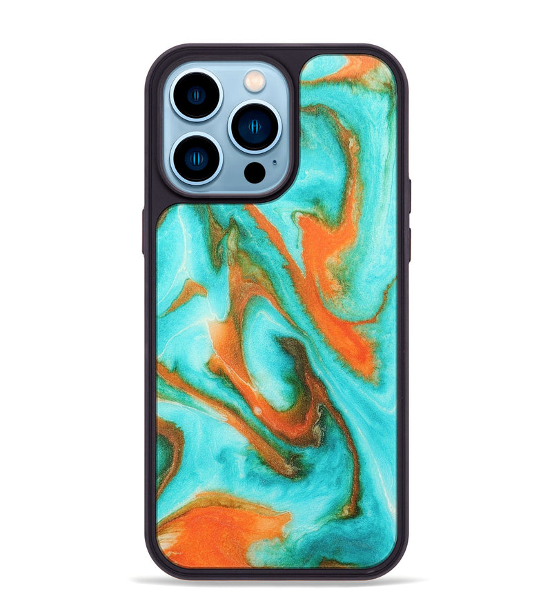 iPhone 14 Pro Max Wood+Resin Phone Case - Daxton (Watercolor, 697165)