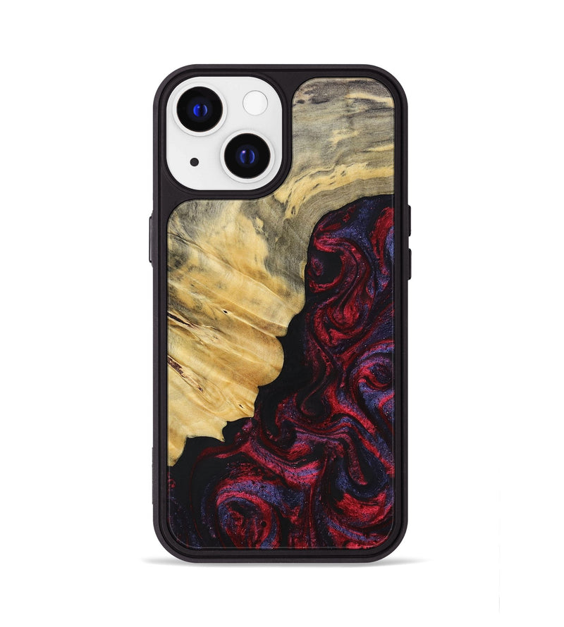 iPhone 13 Wood+Resin Phone Case - Magnolia (Red, 697176)