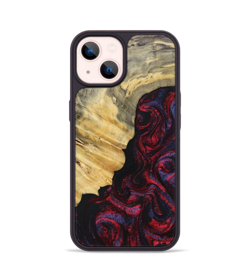 iPhone 14 Wood+Resin Phone Case - Magnolia (Red, 697176)