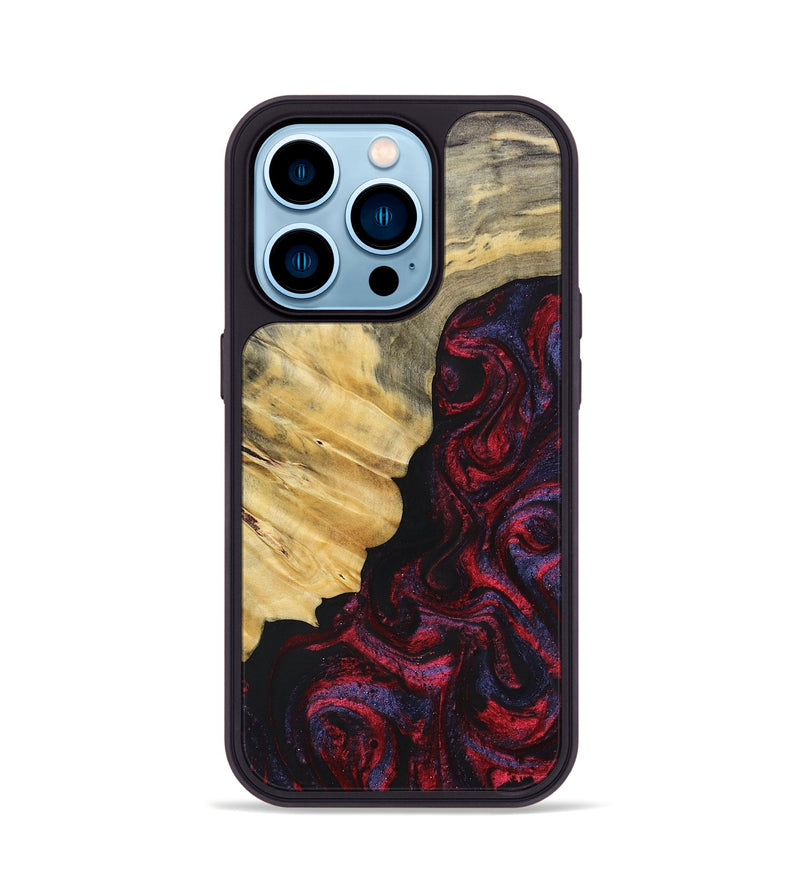 iPhone 14 Pro Wood+Resin Phone Case - Magnolia (Red, 697176)